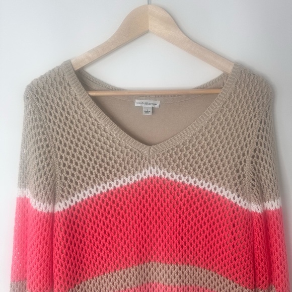 Croft & Barrow open knit long sleeve color block sweater size Large - Picture 4 of 12